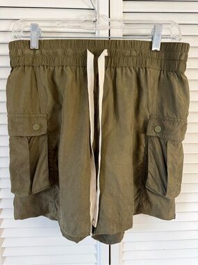 Scotch & Soda Palm Cove Women’s Silky Olive Cargo Drawstring Shorts Size XS